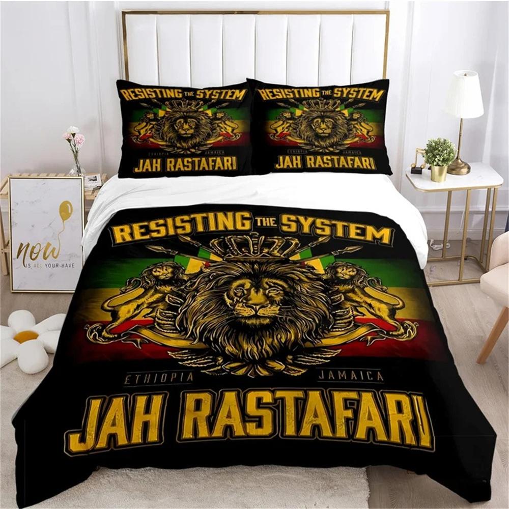 Bob Marley Lion Maple Leaf Bedding Set Soft Comforter Cover With 1/2pcs Pillow Shams For Kids Adults Microfiber Quilt Cover