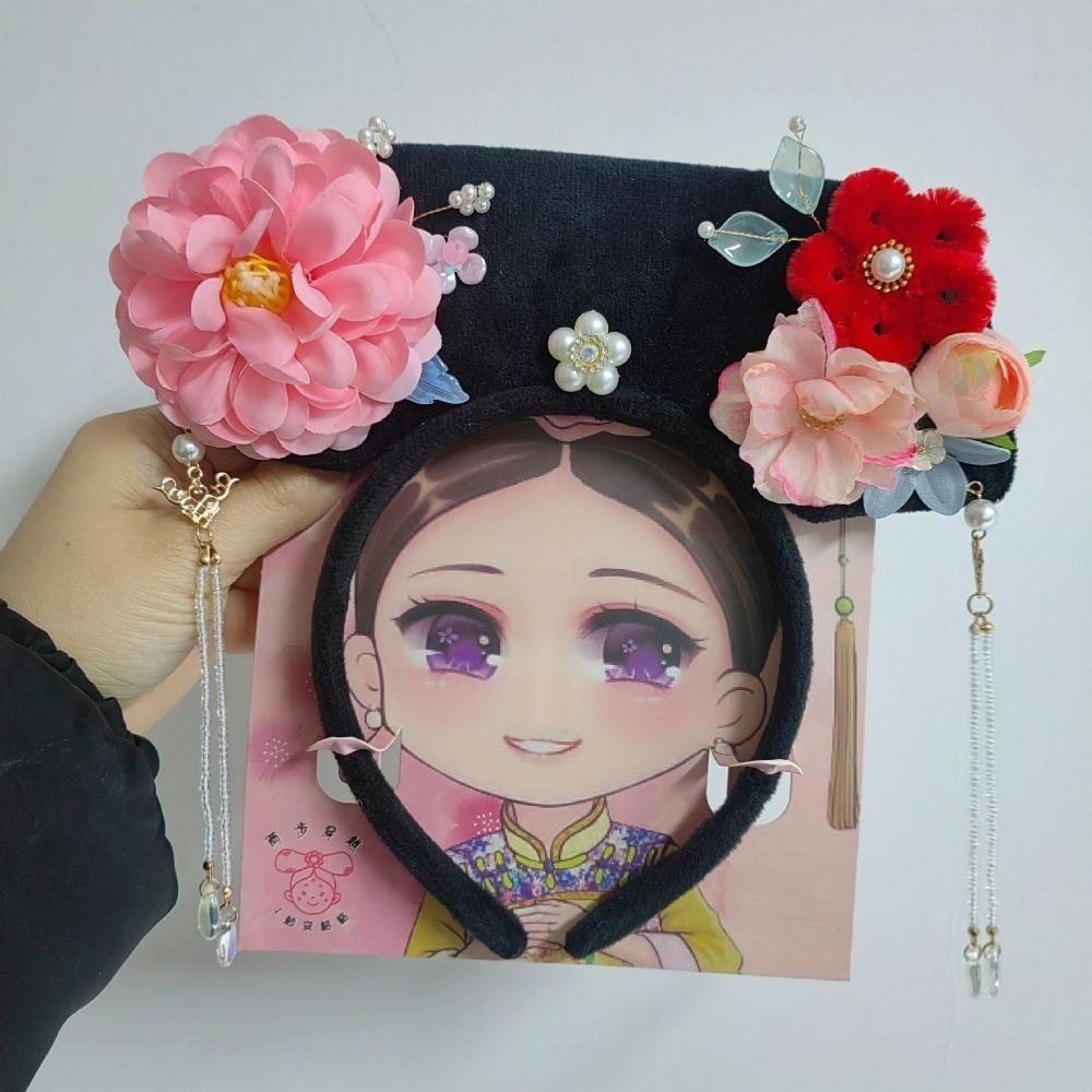 Non-slip Flower Headwear Traditional Pearl Headband Ancient Style Hair Hoop for Women Girls