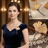 Retro Ginkgo Biloba Brooch Shining Rhinestone Fan-shaped Brooch Rhinestone Brooch  Party Wear