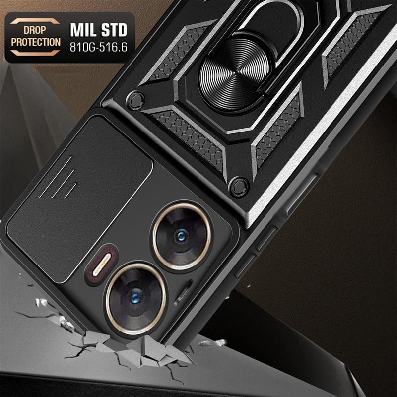 Armor Case For VIVO V29 5G V29e V27 Pro V27e V25 V25e V23 V23e V21 X80 Lite Cover Lens Protection With Ring Holder Coque Fundas