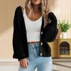 Женский кардиган массивной вязки, осень-зима, свитер с открытой передней частью и застежкой на пуговицы, однобортный однотонный свободный короткий верх, пальто