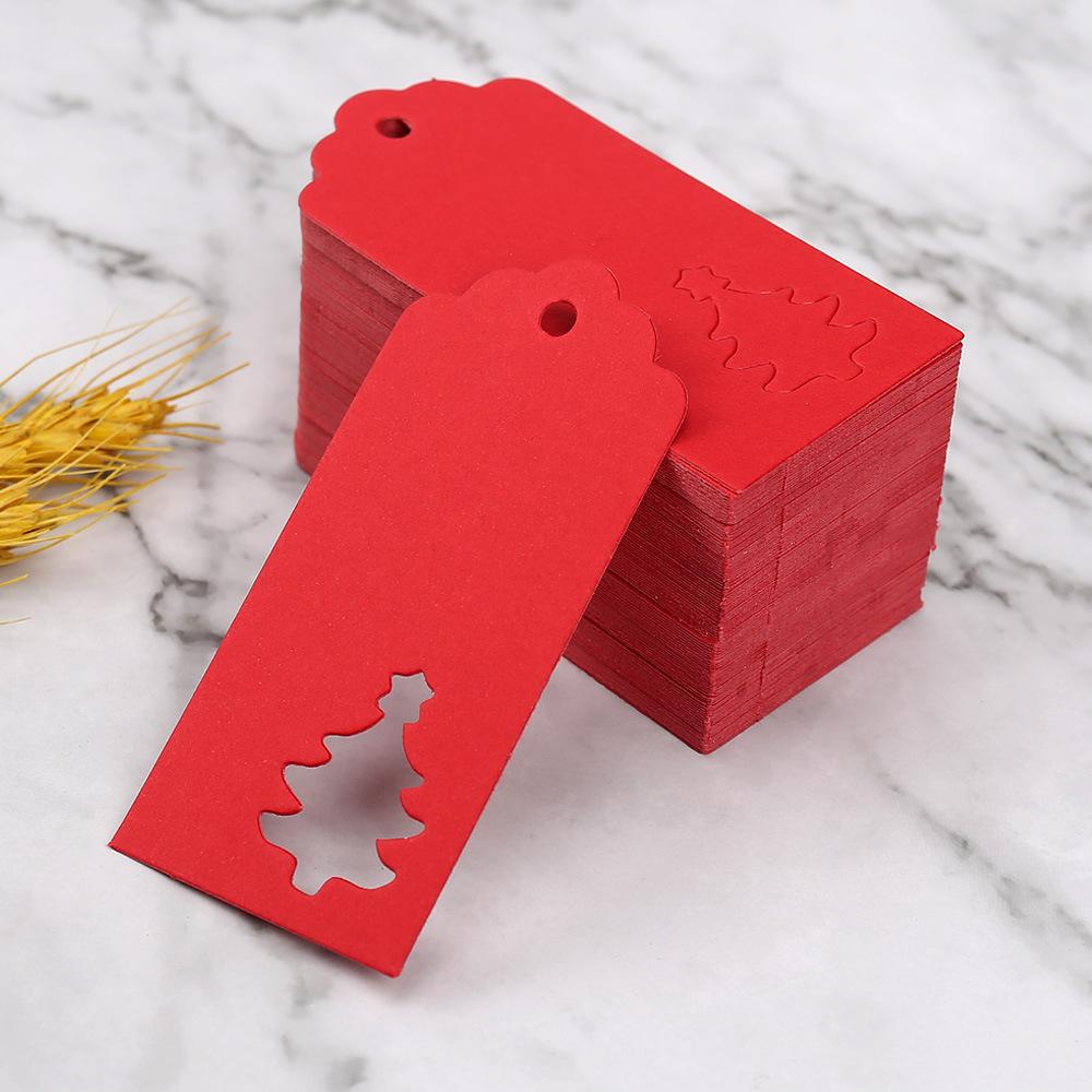 100 шт. Рождественские бирки Красная елка Крафт-бумага Карточка Упаковка Подвесная карточка Подарочная бирка Украшение для подарка