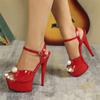 Модные женские босоножки на платформе с очень тонкими каблуками, сексуальные туфли для стриптиза с открытым носком, летние женские туфли-лодочки