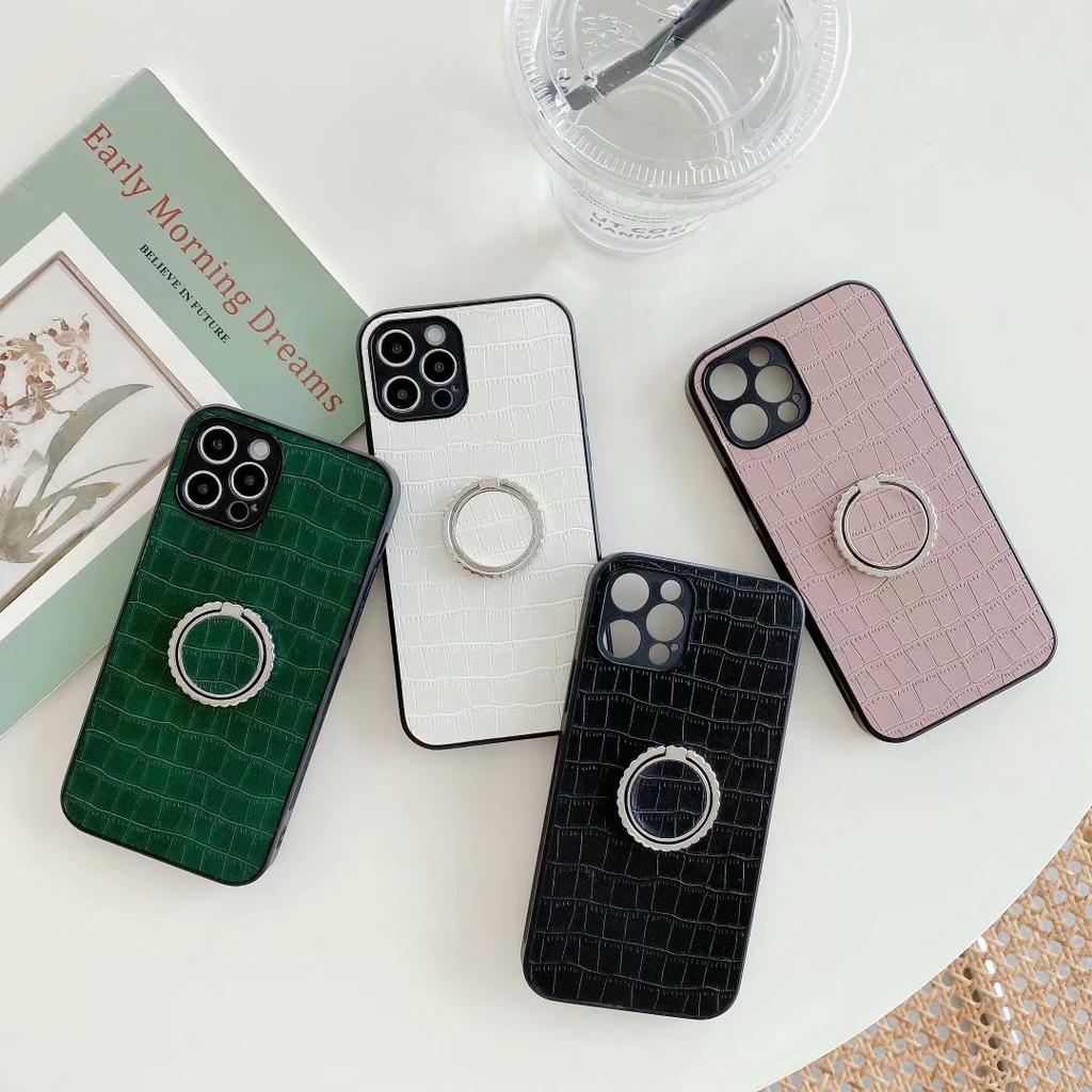 Противоударный чехол с крокодиловым рисунком и подставкой для кольца для Huawei P40 Lite E Samsung A30 iPhone 12