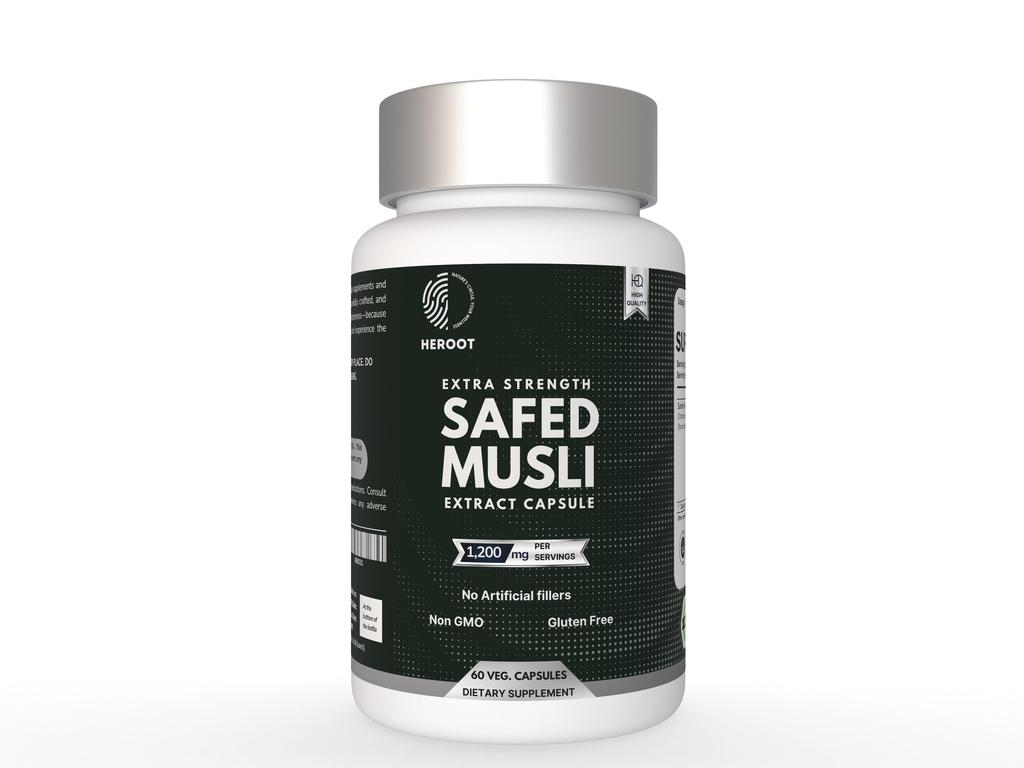 Safed Musli Extract Capsules by Heroot - Extra Strength, Maximum Performance, Increased Libido & Vitality 60Ct.