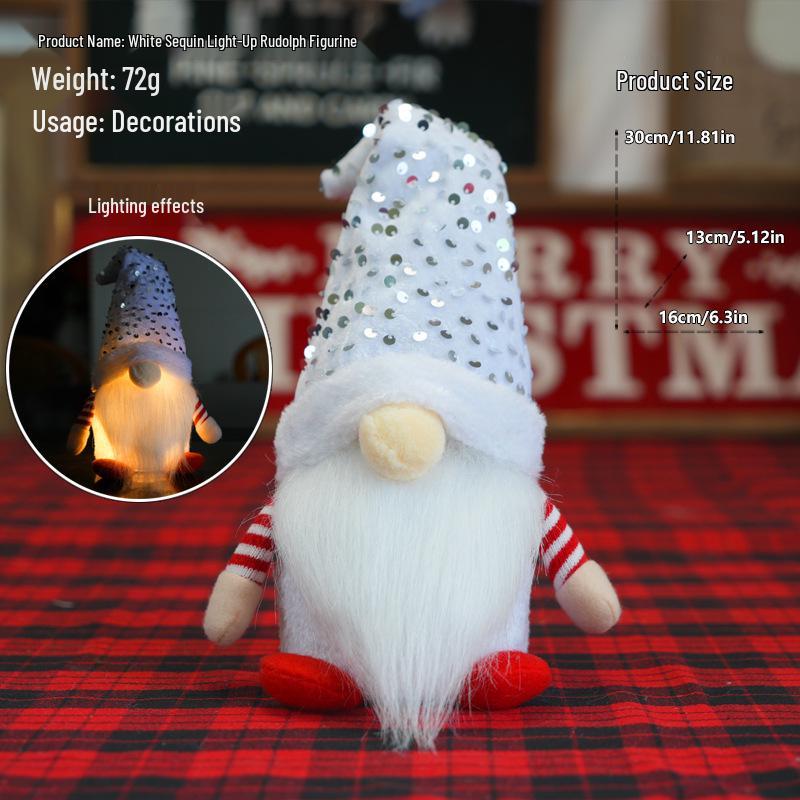 Светящийся гном с пайетками и Рудольф Рождественские украшения