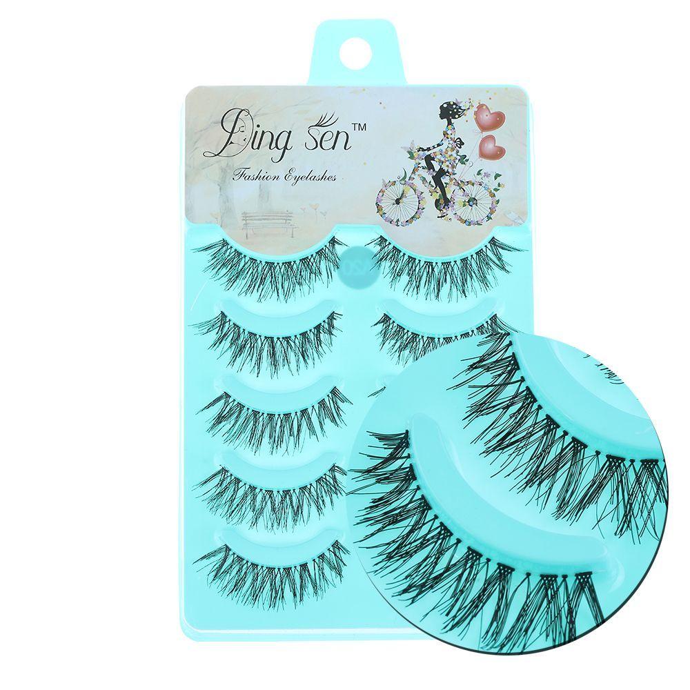 5 Pairs Cosmetic Long Cross Thick Black False Eyelashes Eye Lashes Extension Handmade
