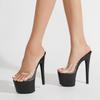 Fashion Liyke Clear PVC Transparent Shoes For Women Sexy Peep Toe Party Nightclub Stripper High Heels Platform Slippers Sandals Size 43