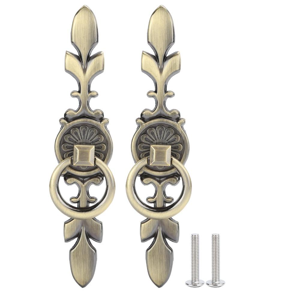 2pcs Zinc Alloy Ring Pull Handles Antique Bronze Drawer Handles Cabinet Knobs Dresser Closet