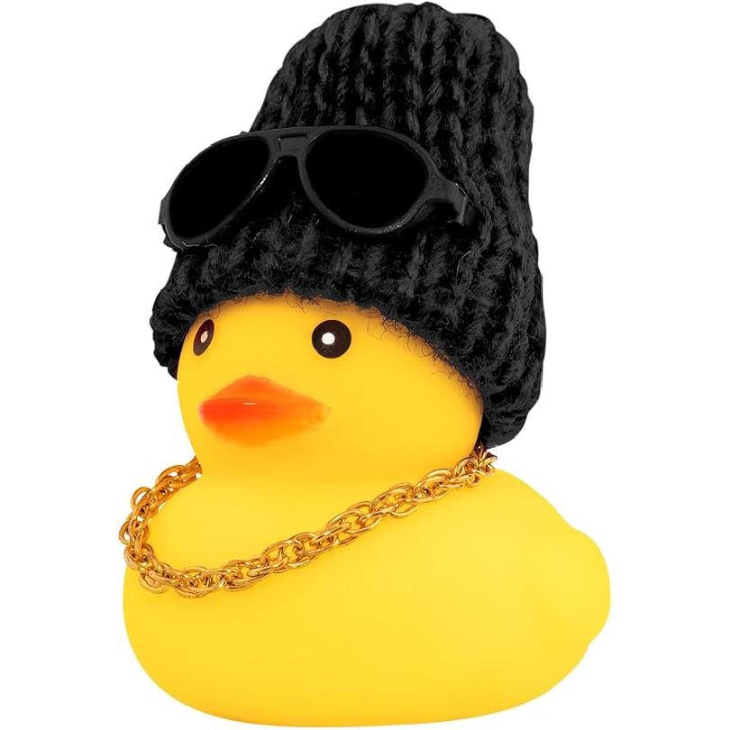 wonuu Rubber Duck Car Ornaments Yellow Duck Car Dashboard Decorations with Propeller Helmet for Christmas Decor and Home Decorations for Adults