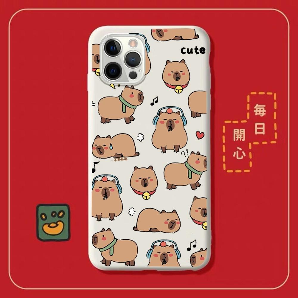 Мультяшный чехол для телефона с капибарой для iPhone 14 11 12 13 Mini Pro Xs Max 8 7 6 6S Plus X XR, однотонный чехол конфетного цвета