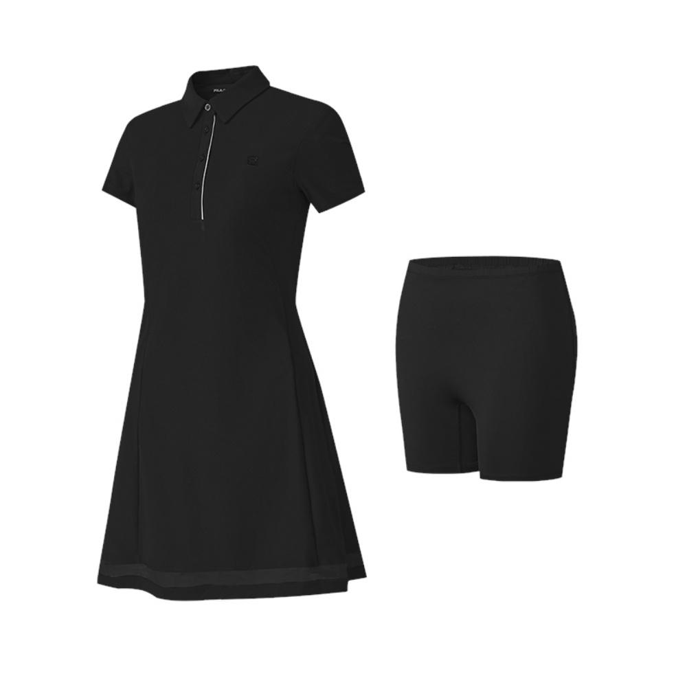 Новое платье с коротким рукавом серии FILA Golf Женское Насыщенный черный BK A11W525322F-BK