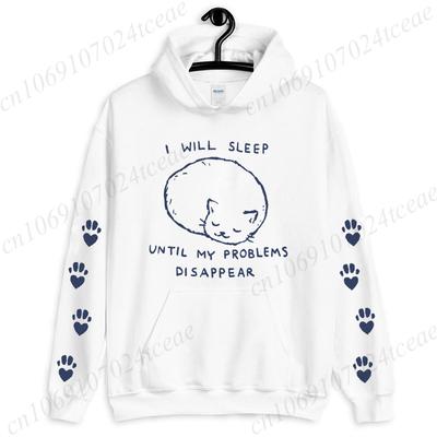 Новые женские модные свитшоты с надписью «Я буду спать, пока мои проблемы не исчезнут», женские пуловеры с длинным рукавом, флисовые свитшоты, одежда