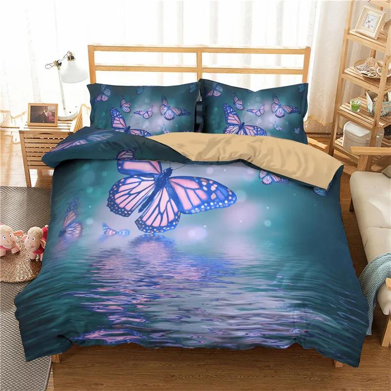 Floral Duvet Cover Butterfly Flower Bedding Set Full King For Girls Women Botanical Flowers Comforter Cover With 2 Pillow Cases
