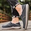 Men Outdoor Canvas Shoes Black Slip On Driving Shoes Casual Khaki Wide Head Cloth Shoes for Farther Plus Size Lightweight
