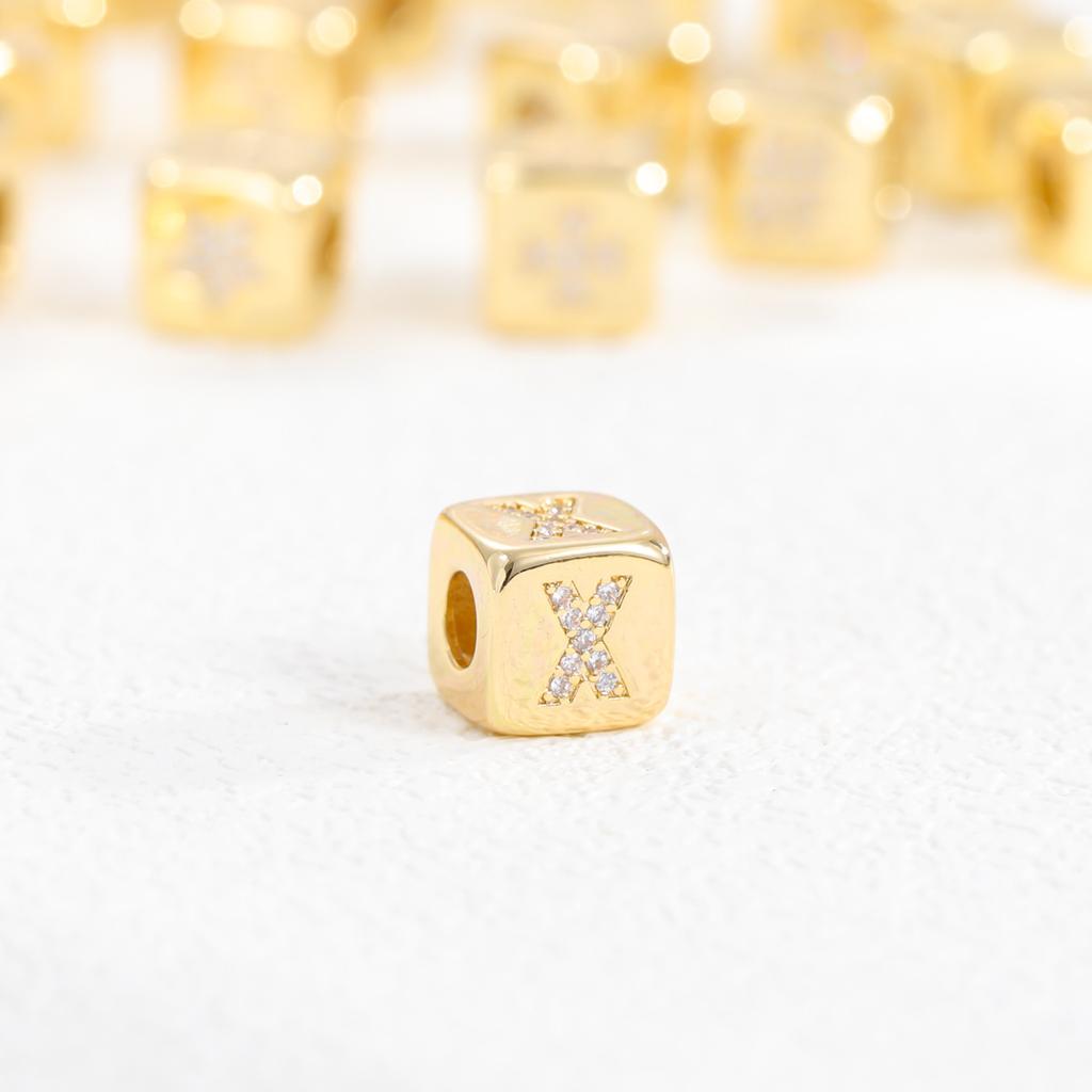 Chic Mini Cube Alphabet Letter Necklace Personality Stylish Zircon Initial Stainless Steel 18K Gold Plated Clavicle Chain Choker