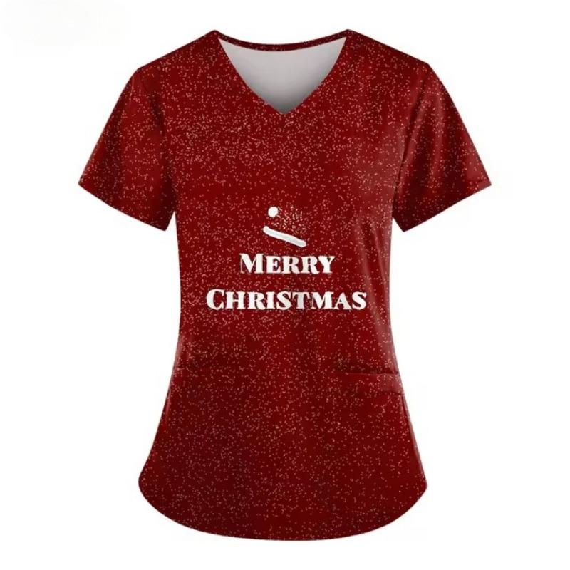 Женская униформа медсестры с рисунком из мультфильма, 3D-принт, V-образный вырез, карман, медицинская униформа, модная медицинская униформа, женская рабочая одежда