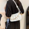 Fashion Clouds Ladies Bag French Pleated Shoulder Bag Hundred Chain Girls Crossbody Bag Pearl Decoration PU Material