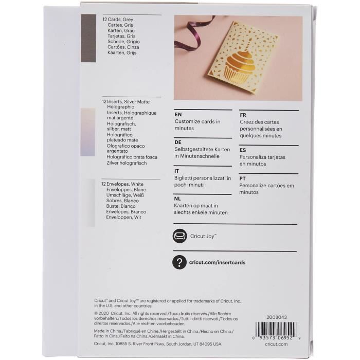 Cricut - 12 Pack A2 Cards and Envelopes - Grey and Silver Holographic