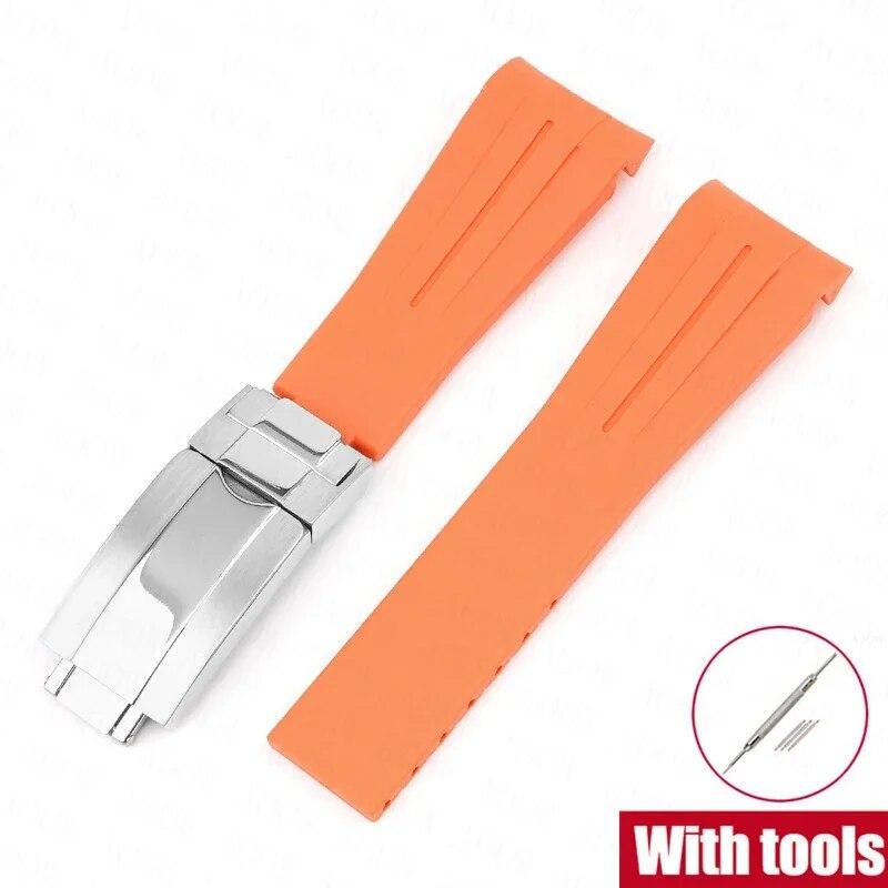 Резиновый ремешок для часов, подходит для Omega x Swatch Moonswatch, 20 мм, складная пряжка из нержавеющей стали для мужчин и женщин, изогнутый сменный ремешок для Rolex
