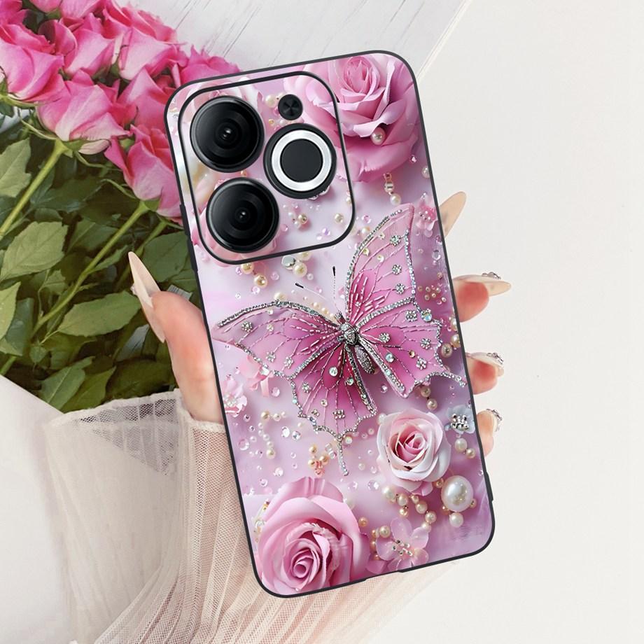 For Itel A80 A90 A95 A70 A60 A60s Phone Case Matte Soft TPU Bumper Cover Cool Cartoon Luxury Butterfly Flower Bow Pattern Funda