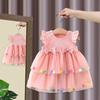 Детская одежда Платья для девочек Летние розовые платья принцессы для девочек Детские бальные платья с бантом-бабочкой