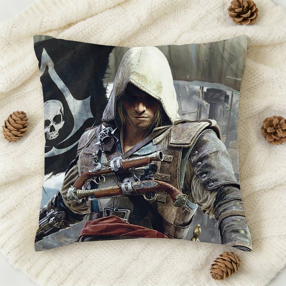 Game A-Assassins C-Creed Double-Sided Printed Square Decorative Cushion Cover For Sofa Living Room Home Decor