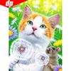 DIY Diamond Painting Embroidery Animal Cat Rhinestone Picture Full Round Diamond Mosaic Cross Stitch