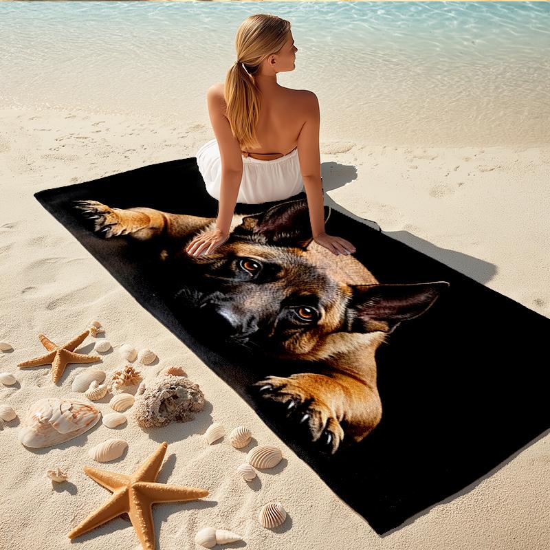 1Pc Dog Curiosity Beach Towel, Quick Dry, Multi-Use for Beach Pool Gym Yoga Home Travel, Christmas, Halloween, Xmas Gift M92858
