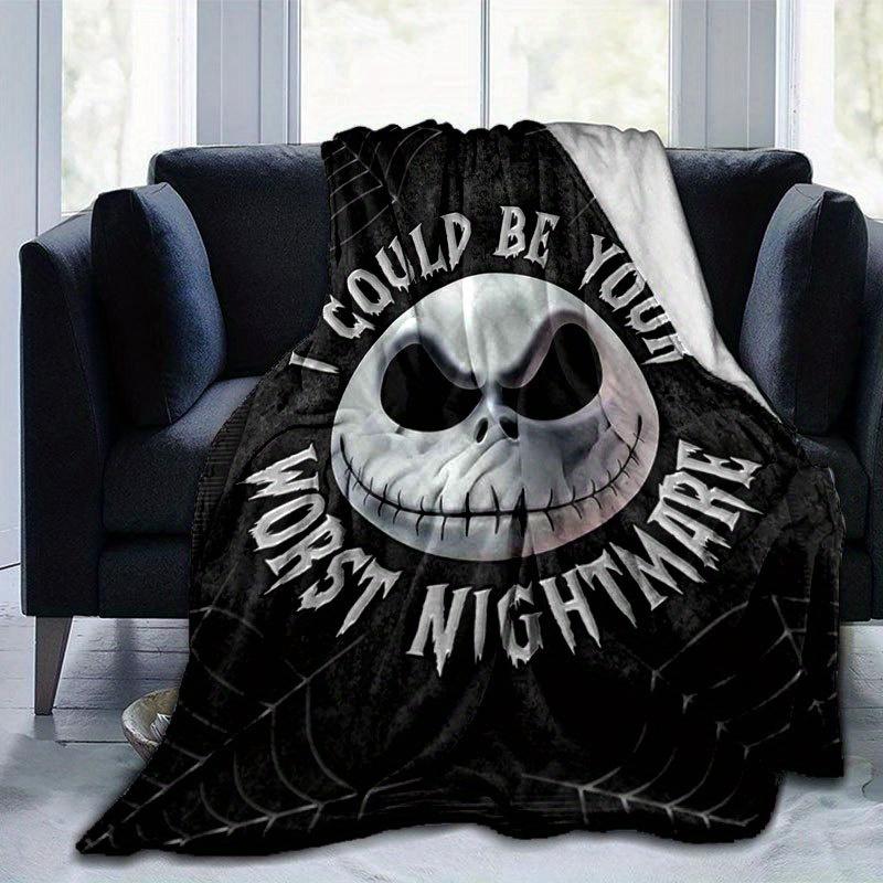 1pc Jack Skellington Printing Flannel Blanket Ideal for Travel Sofa Beds and Home Decor Ideal Birthday or Holiday Gift Available for All Sea