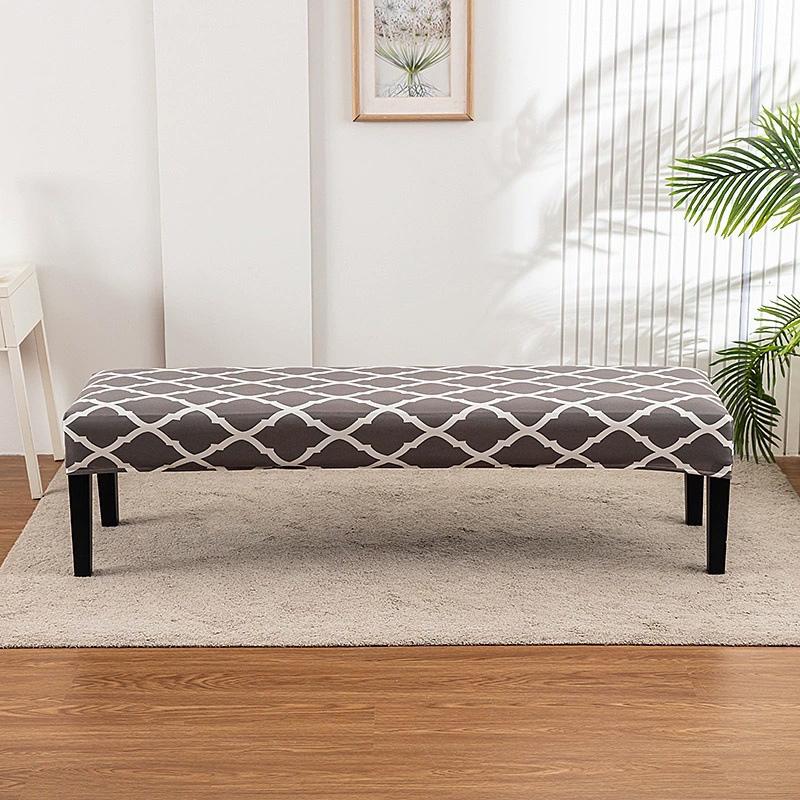 1 шт. Длинный чехол для табурета Нескользящий чехол для длинной скамьи Пылезащитный протектор для скамьи Чехол-накидка Цветочный принт Полная обертка Эластичный чехол-накидка