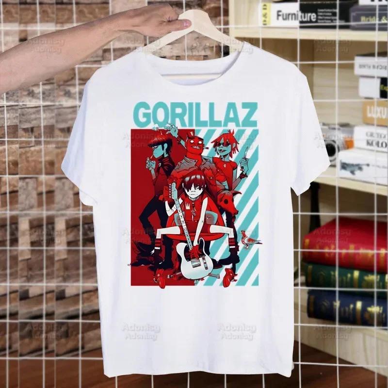 Футболка Gorillaz Rock Modern Music Graffiti Мужская Ретро Выстиранная Топы Футболки Харадзюку Футболка Уличная Одежда Хип-Хоп Мужские Футболки
