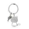 Funny Cartoon Cat Fish Keychain Couple Lovers Stainless Steel Keyring Lovely Pendant Key Chain Valentine'S Day Gift Jewelry