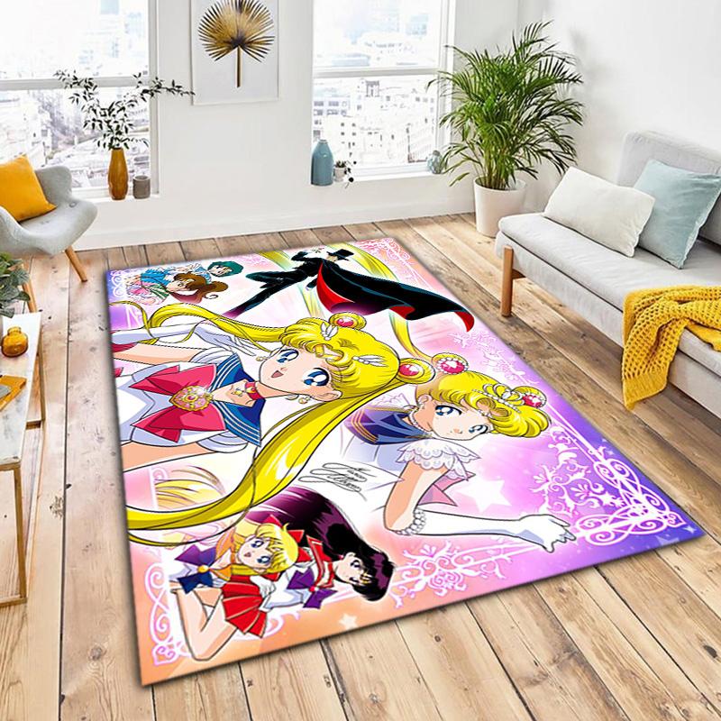Cute cartoon theme Sailor Moon Tsukino Usagi cartoon rug Multifunctional household anti-slip decorative door mat, outdoor floor mat, and carpet Y5