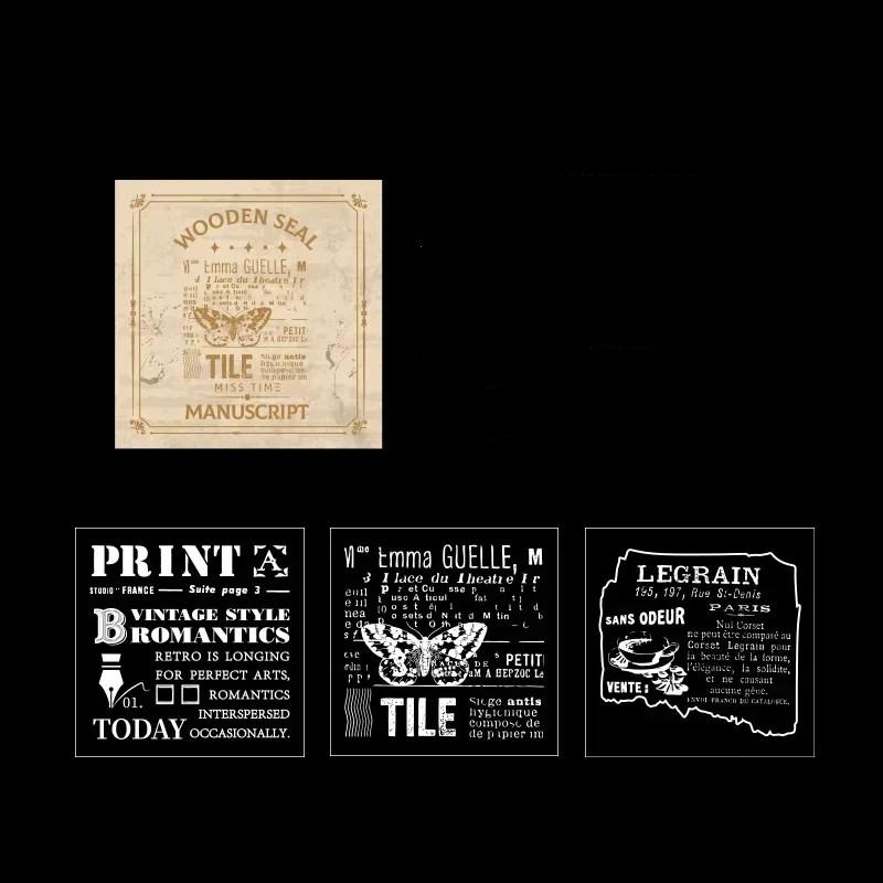 3 Style/set Retro Wooden Stamp Retro European Asethetic Lace Floral Star Wooden Stamp for Student DIY Decorative Scrapbook
