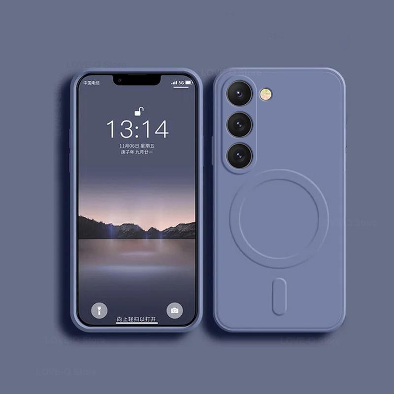 Магнитный силиконовый чехол, совместимый с MagSafe, для Samsung Galaxy S24 и S23 Ultra