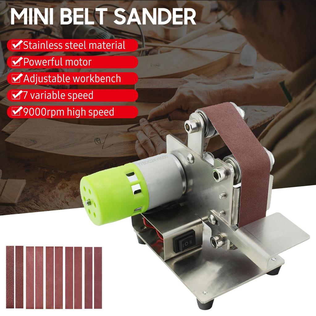 Mini Belt Sander Electric Sanding Polishing Grinding Machine 7 Variable Speed with 10 Sanding Belts