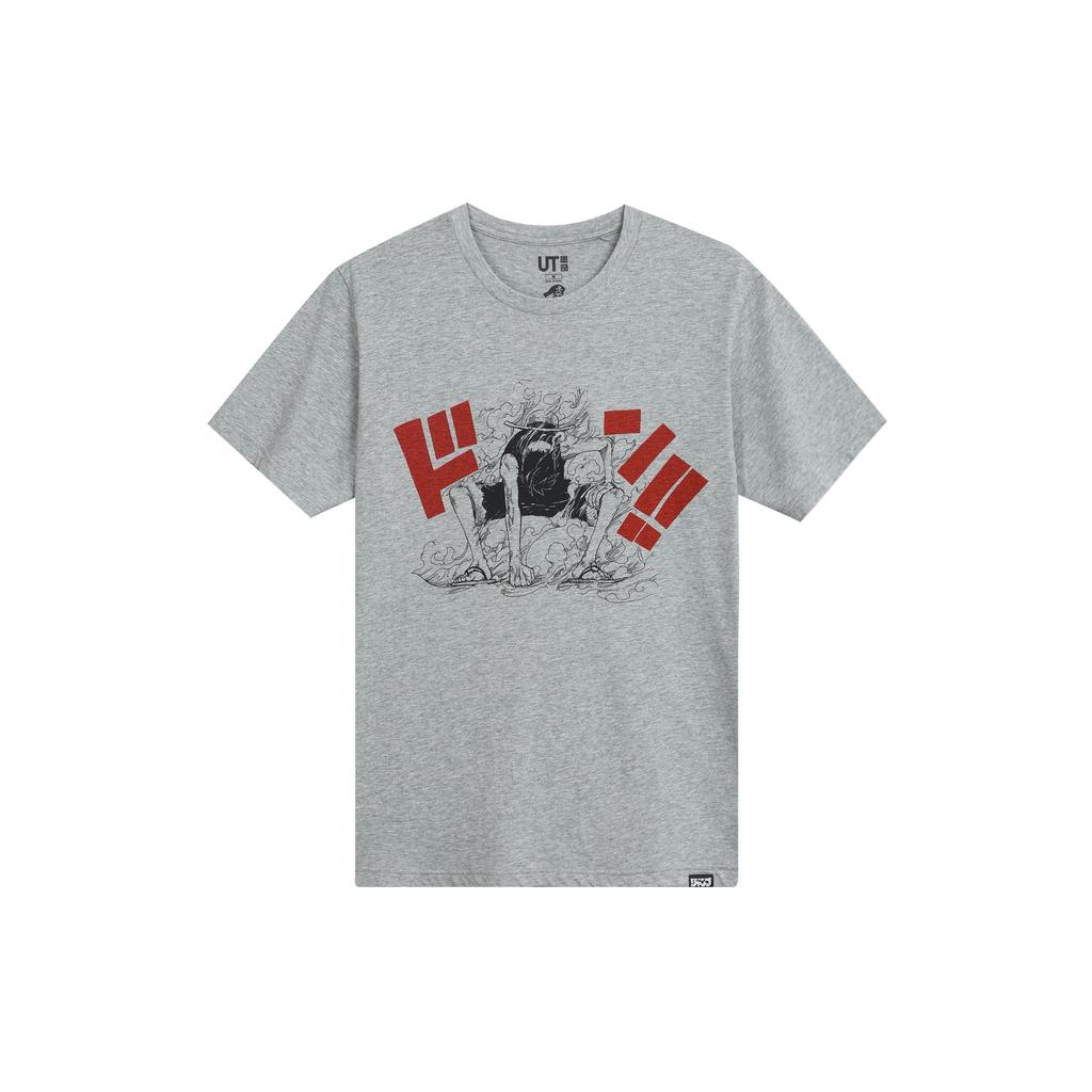 Uniqlo Weekly Shonen Jump One Piece Печать Облегающая Простая Футболка Унисекс Топы Серый 410900-03