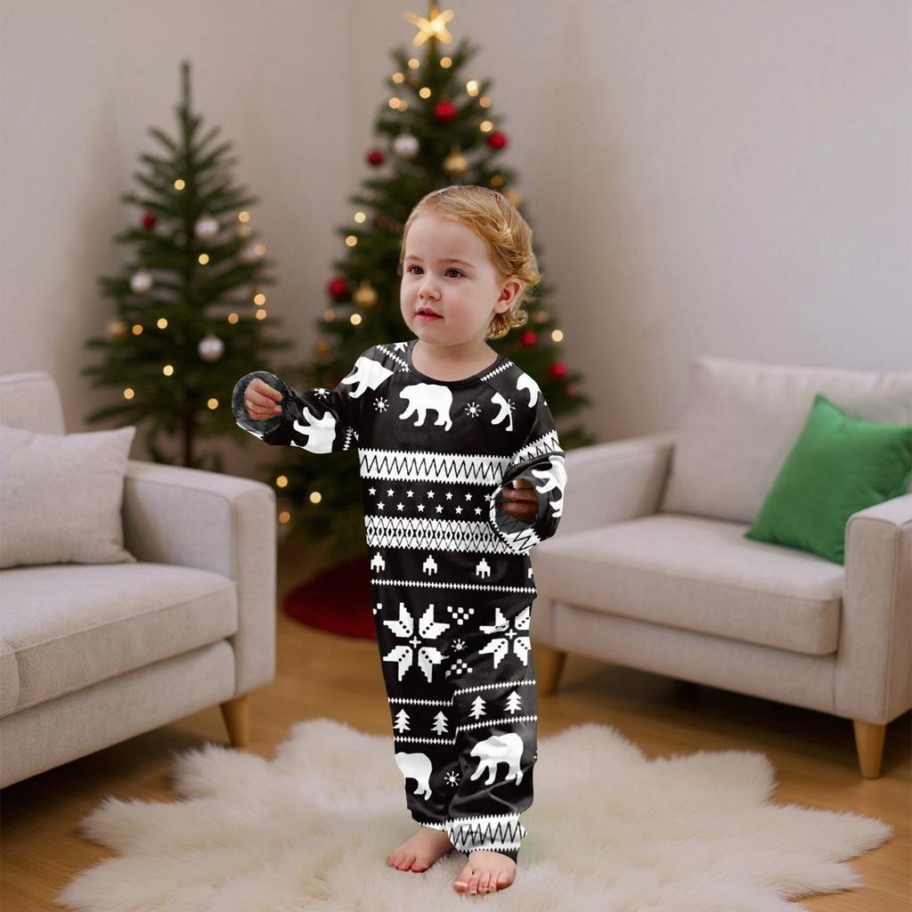 Christmas Prints Family Matching Long Sleeve Tops+Pants Set Family Matching Sets