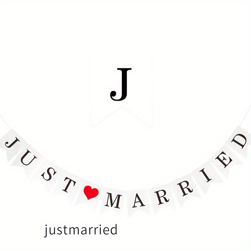 Elegant White 'Just Married' Banner - Perfect for Wedding & Bridal Shower Decor, Photo Booth Prop, and Garden Party Supplies, Bridal Wreath