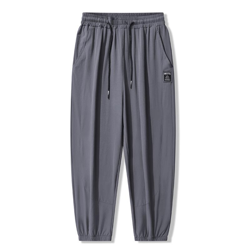 Нейлоновые брюки из ледяного шелка для мужчин, летние свободные леггинсы, спортивные мужские повседневные брюки с ощущением льда, брюки с кондиционером