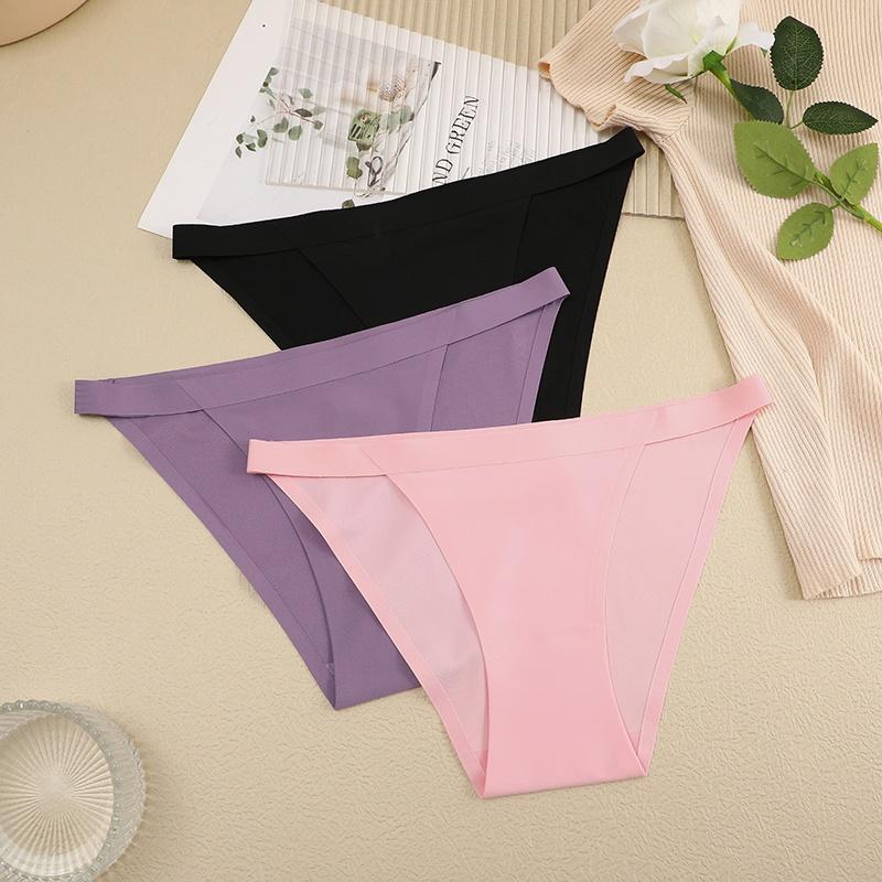 Бесшовные трусики для женщин, 3 шт./компл., хлопковые женские трусы с резинкой, большие размеры, нижнее белье бикини, нижнее белье
