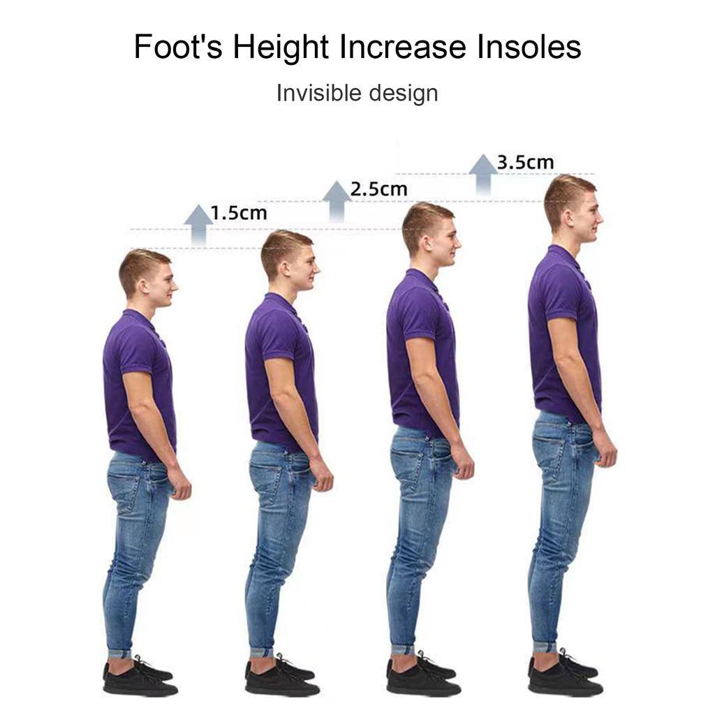 1 Pair Heel Lift Inserts Height Increase Insole Soft Breathable Invisible Design Sillicone Foot