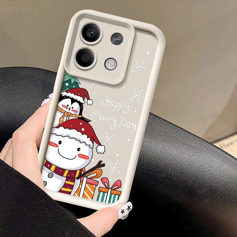 Для Xiaomi 13t Poco F6 X5 X6 Pro Redmi Note 13 12 11 10 Pro Рождественский пингвин снеговик узор конфетный цвет защита линз мягкий силиконовый чехол