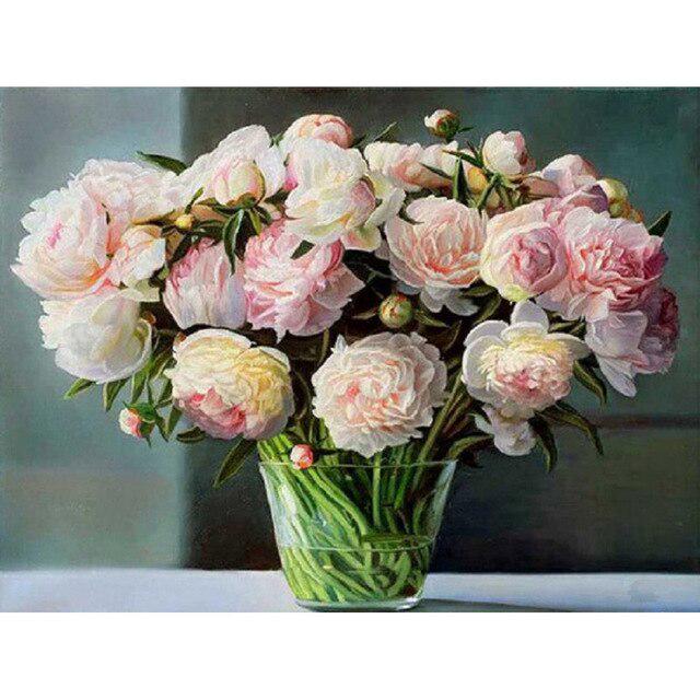 DIY 5D Алмазная картина Цветок Полный круглый Алмазная вышивка Цветы Организация Стразы