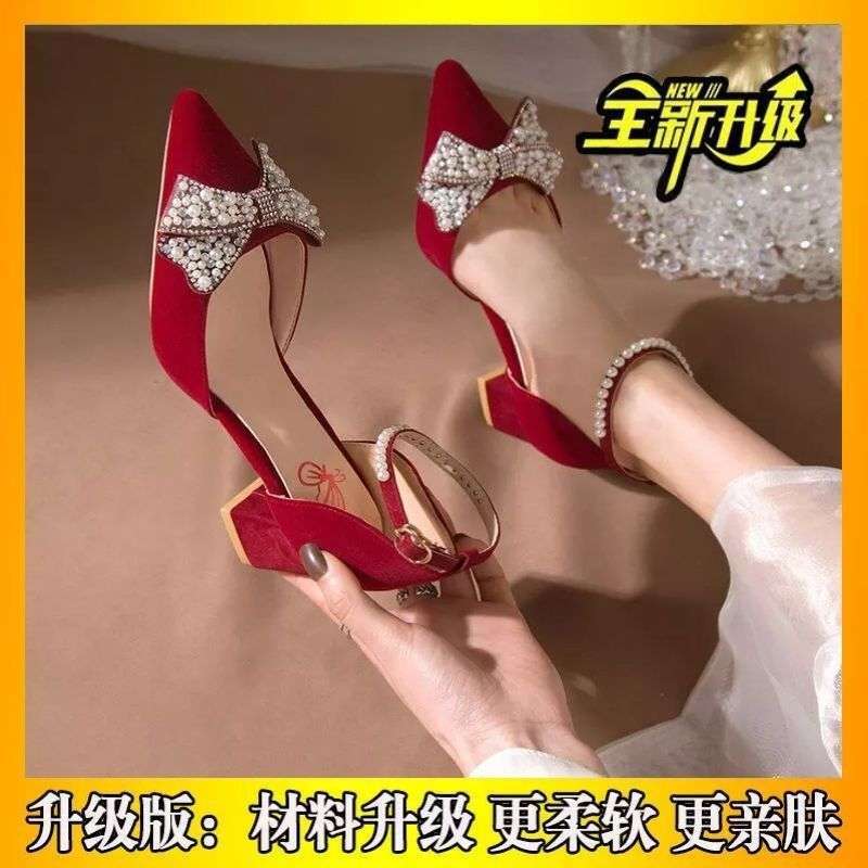 Женские туфли на высоком каблуке 2025 новая свадебная обувь на среднем толстом каблуке свадебная юбка девушка французские туфли Мэри Джейн женские