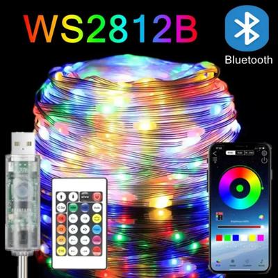 WS2812B Bluetooth USB Светодиодная гирлянда Сказочные огни Dreamcolor RGBIC DIY Вечеринка Фестиваль Огни для елки Свадебное украшение Гирлянда Лампа