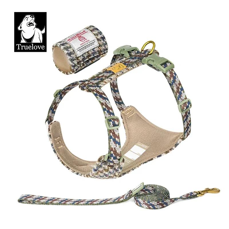 Набор шлейка-поводок Truelove для питомцев, ткань Harris Tweed, шлейка-жилет для собак без рывков, для прогулок и тренировок, регулируемая, легкий контроль TLH2912