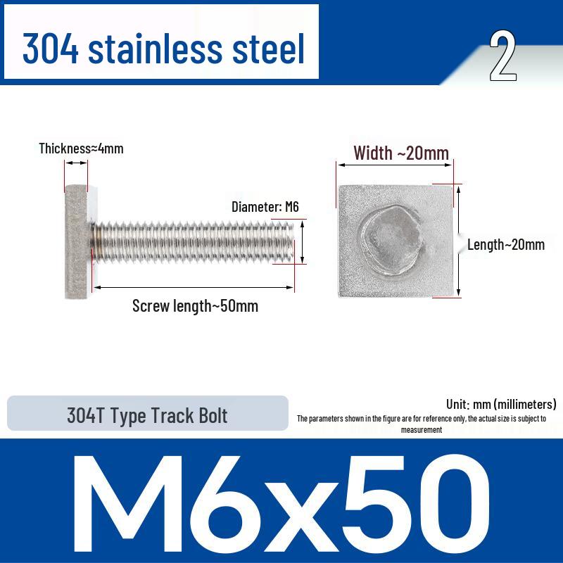 Индивидуальный Т-образный болт M6/M8 из нержавеющей стали 304 с Т-образным пазом, неправильной прямоугольной формы