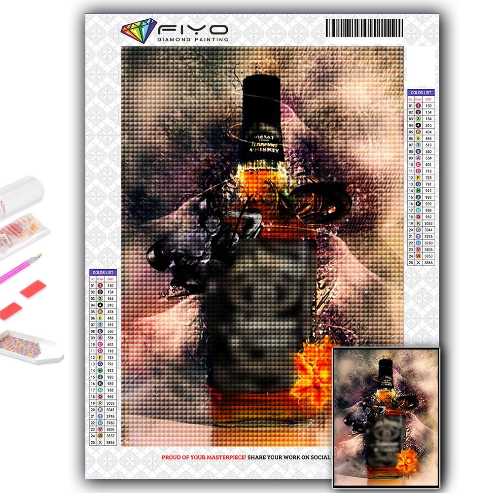5D DIY Whiskey Cross Stitch Rhinestones Diamond Drawing Embroidery Mosaic Home Decor
